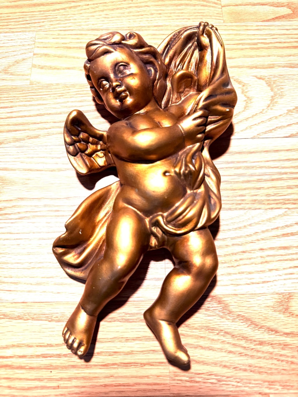 1970’s Gold Cherub Hollywood Regency Wall Accent - Decorative Home Art